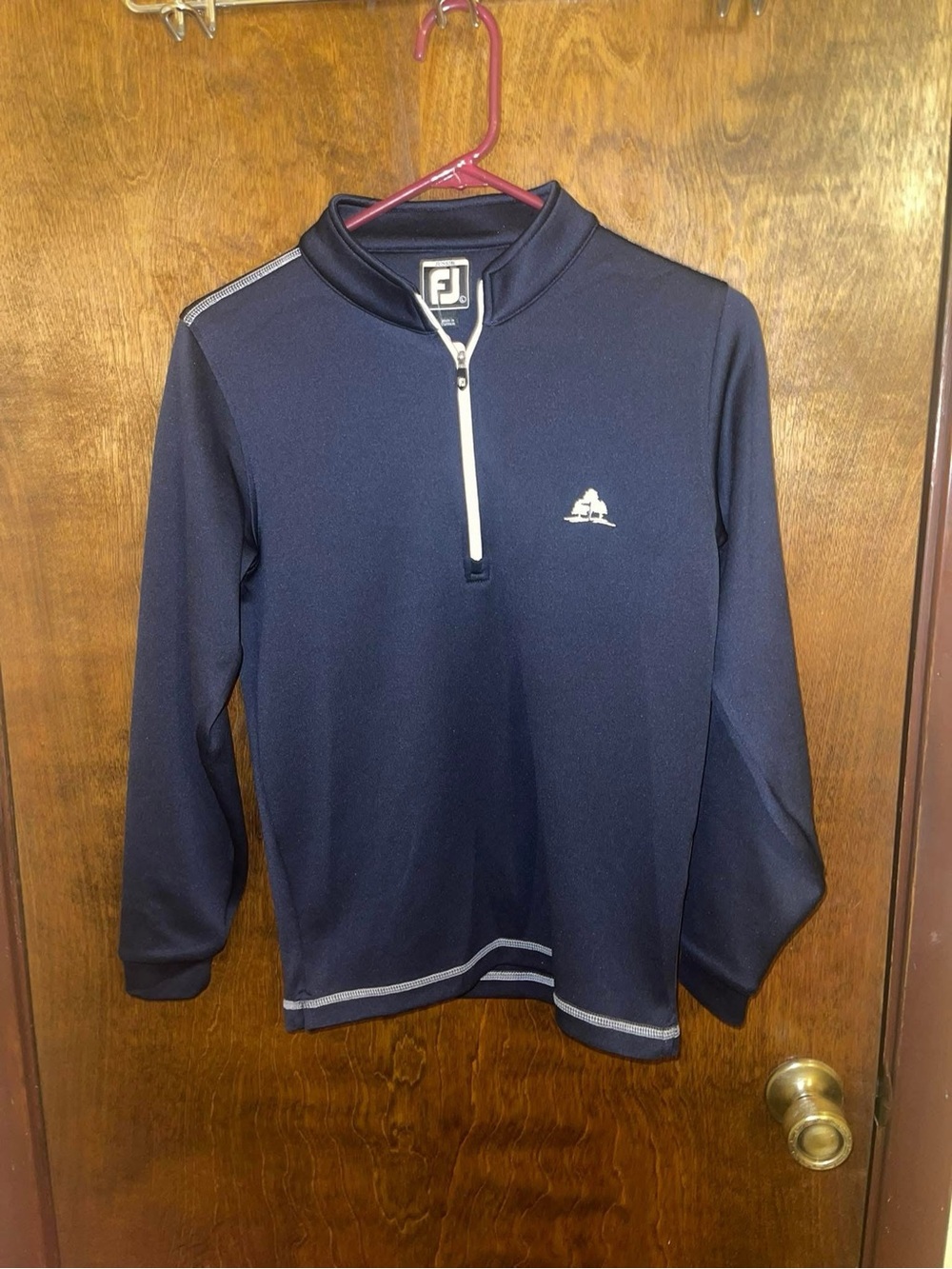 FootJoy Navy Quarter-Zip Pullover with White Trim